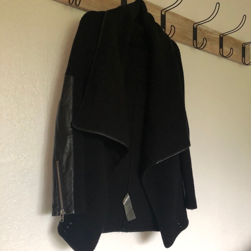 Dex Sweater with Leather-like Sleeves
